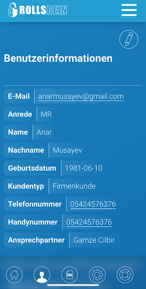 Rollsrein invoice history mobile screen