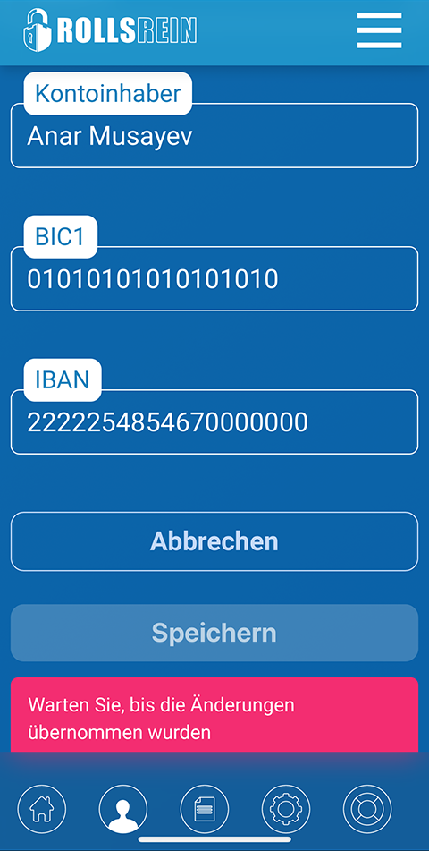 Rollsrein contract timeline mobile screen