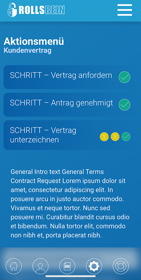 Rollsrein rental calendar mobile screen