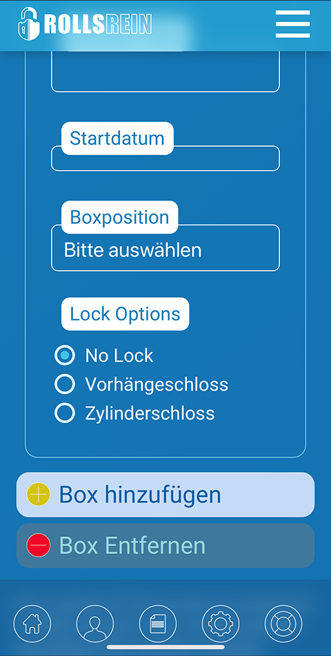 Rollsrein profile settings mobile screen