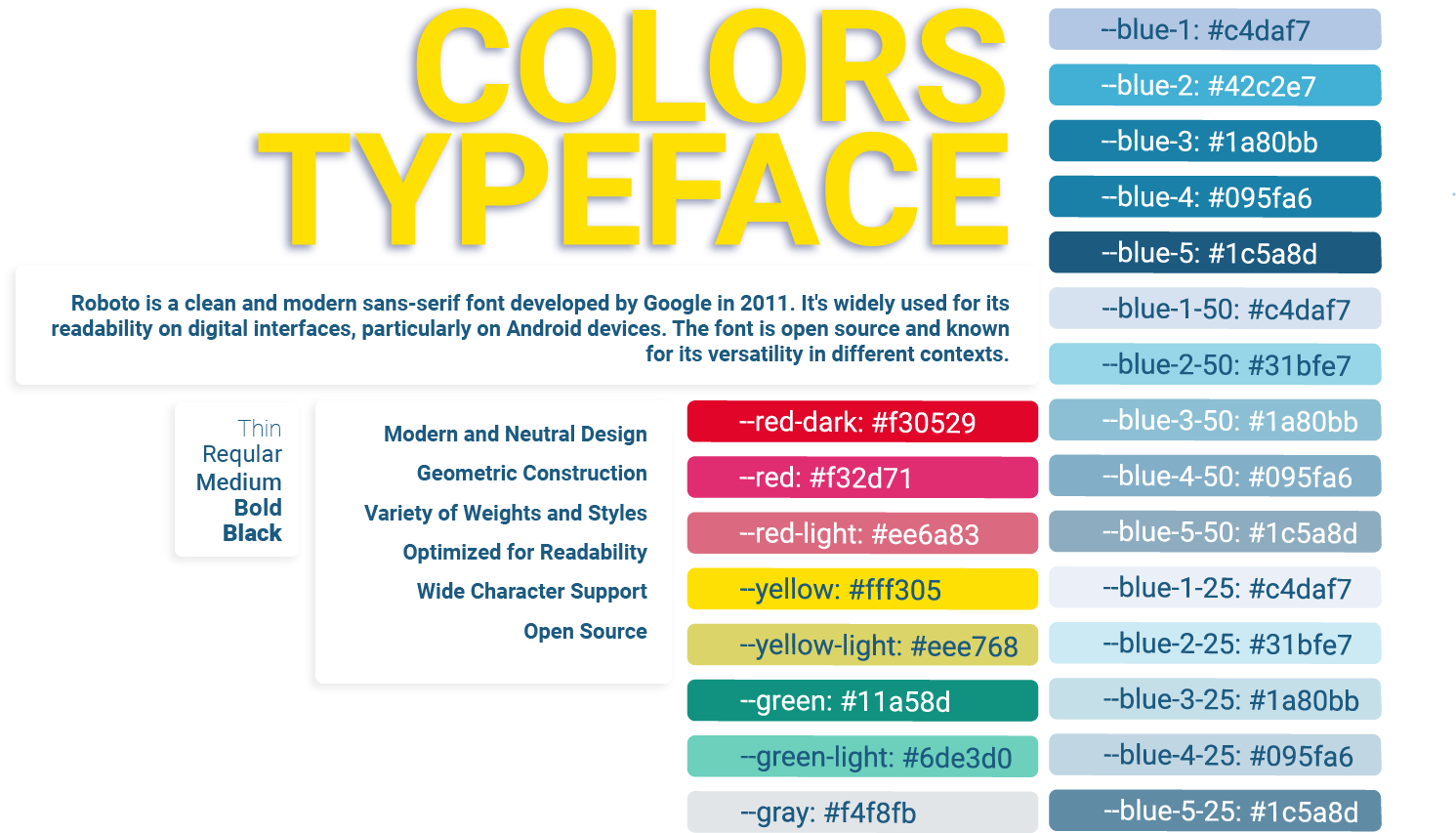 Rollsrein brand color palette desktop layout