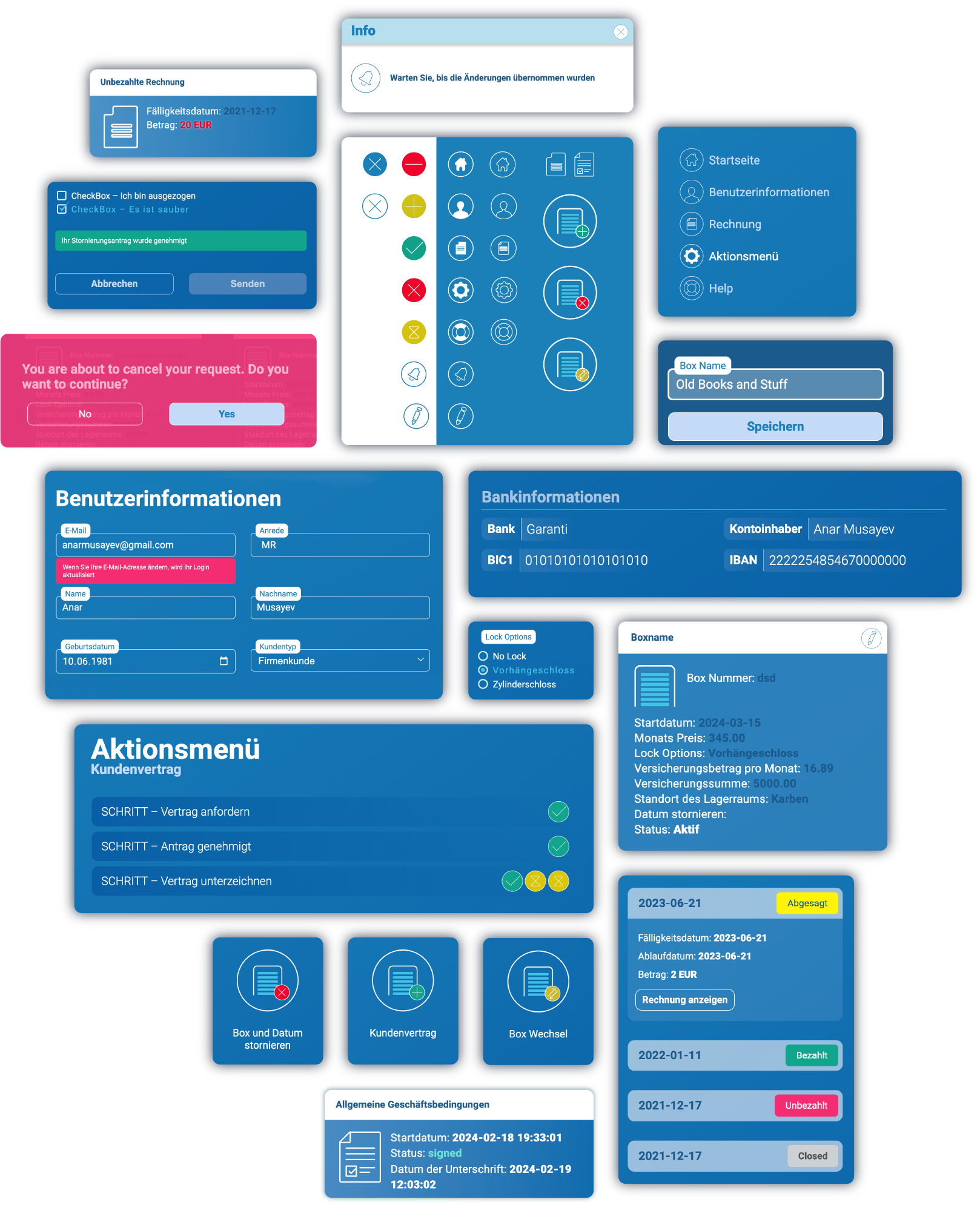Rollsrein UI elements desktop grid