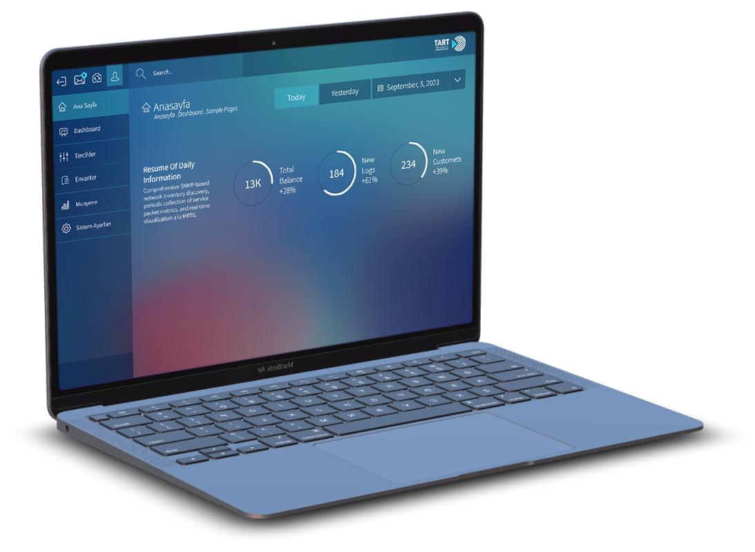 TART dashboard on MacBook Air
