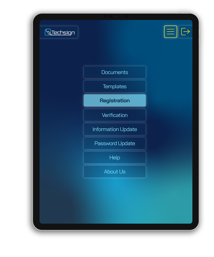 Techsign tablet interface screenshot