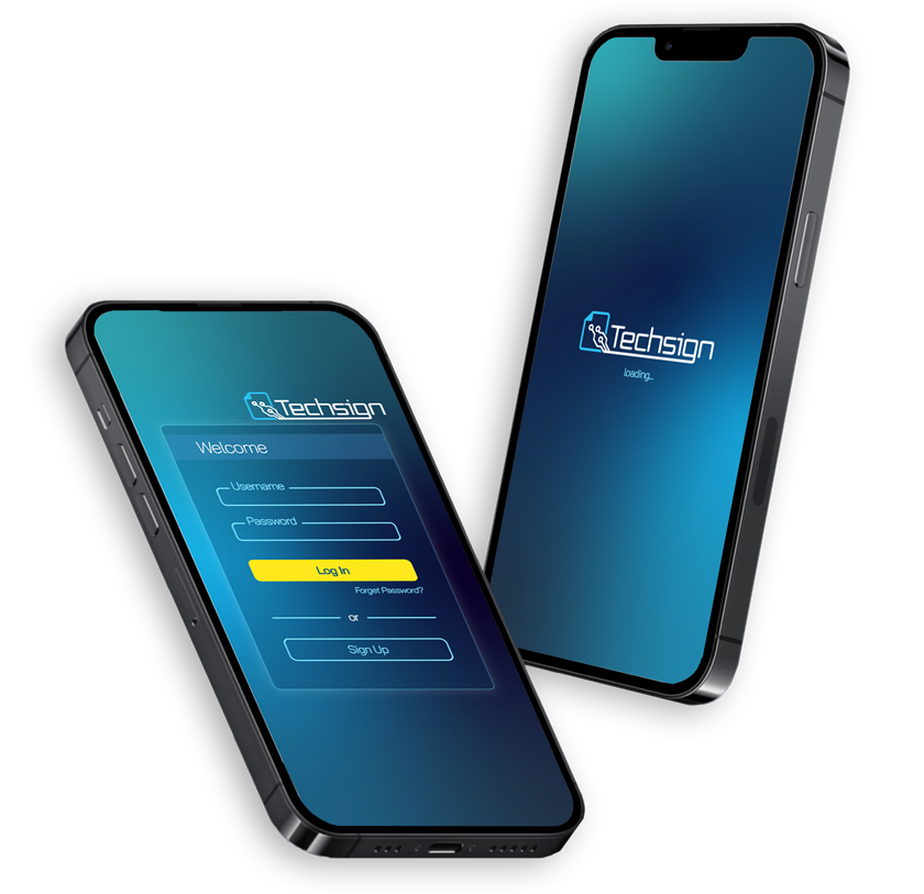 Techsign biometric signing app mockup